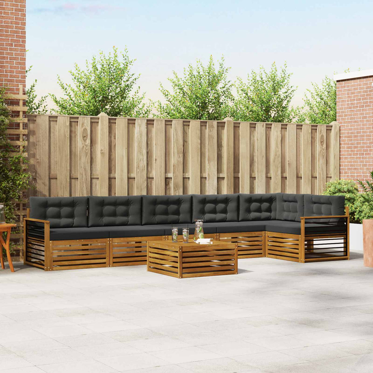 Outdoor Sofa Set 7 pcs Natural and Anthracite