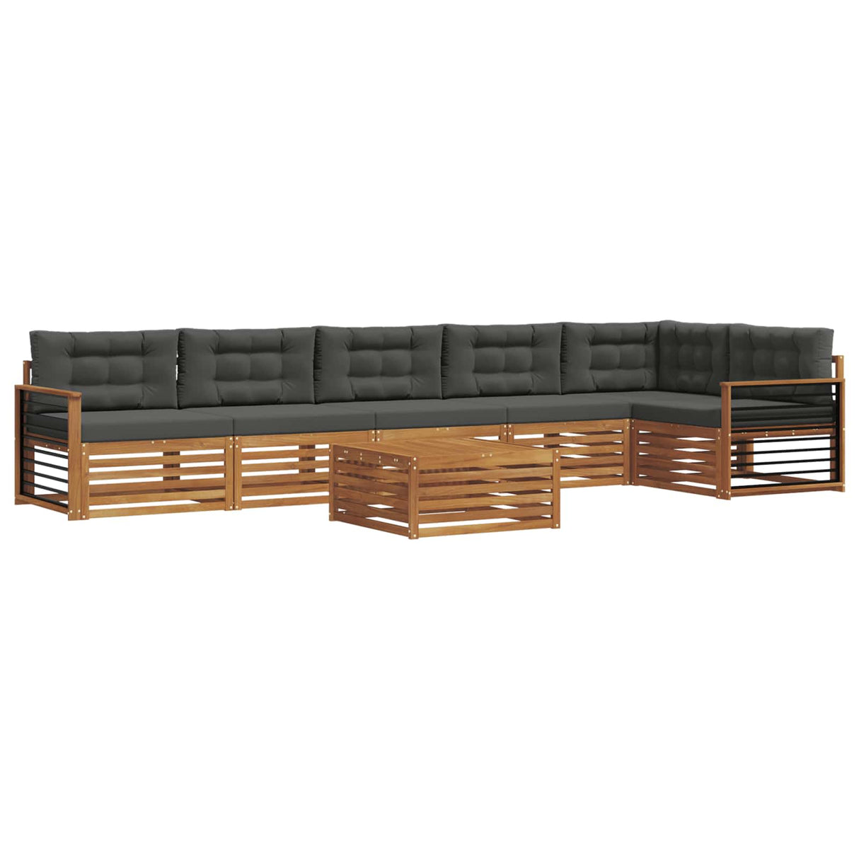 Outdoor Sofa Set with Cushion 7 pcs Natural and Anthracite