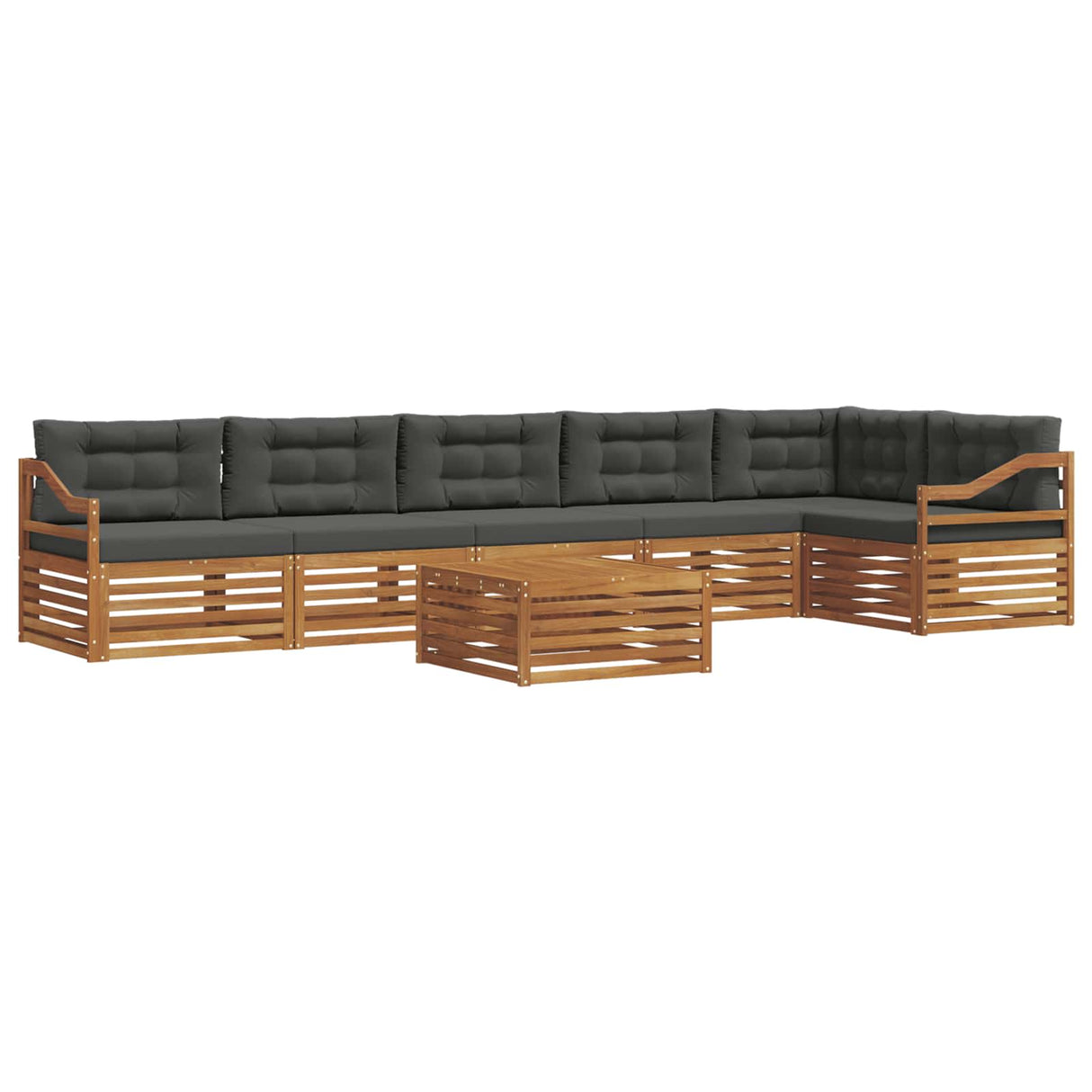 Outdoor Sofa Set with Cushion 7 pcs Natural and Anthracite