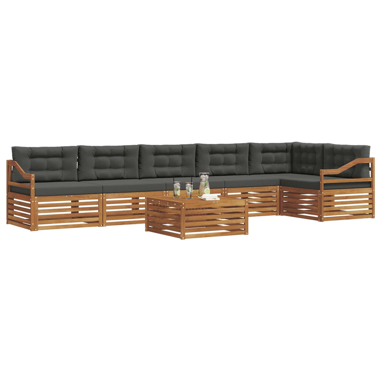 Outdoor Sofa Set with Cushion 7 pcs Natural and Anthracite