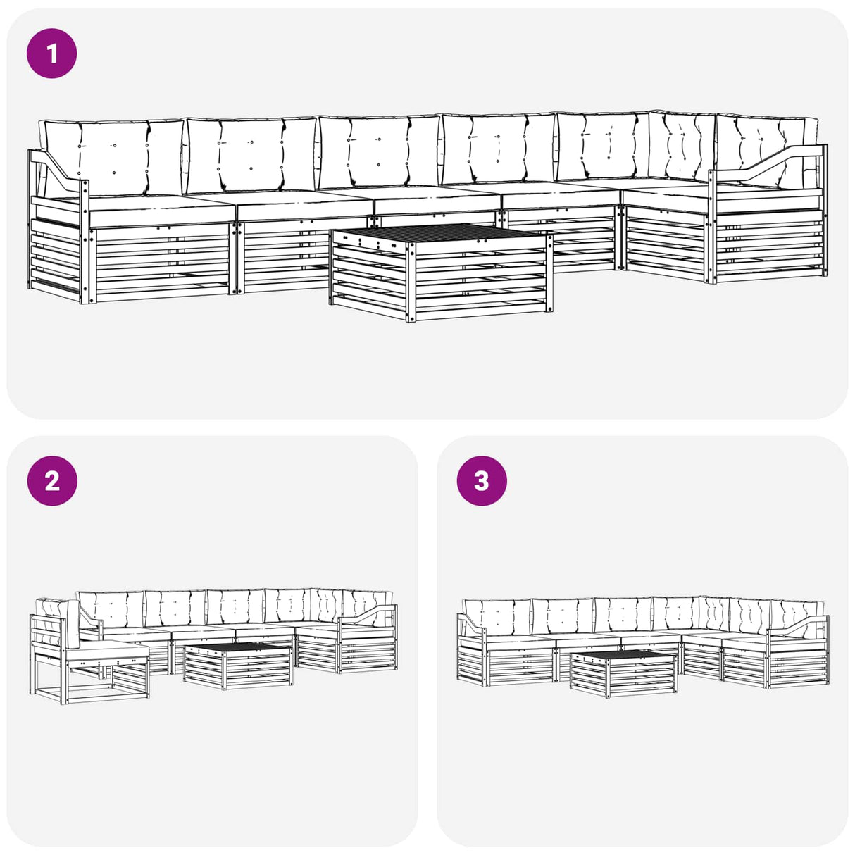 Outdoor Sofa Set with Cushion 7 pcs Natural and Anthracite