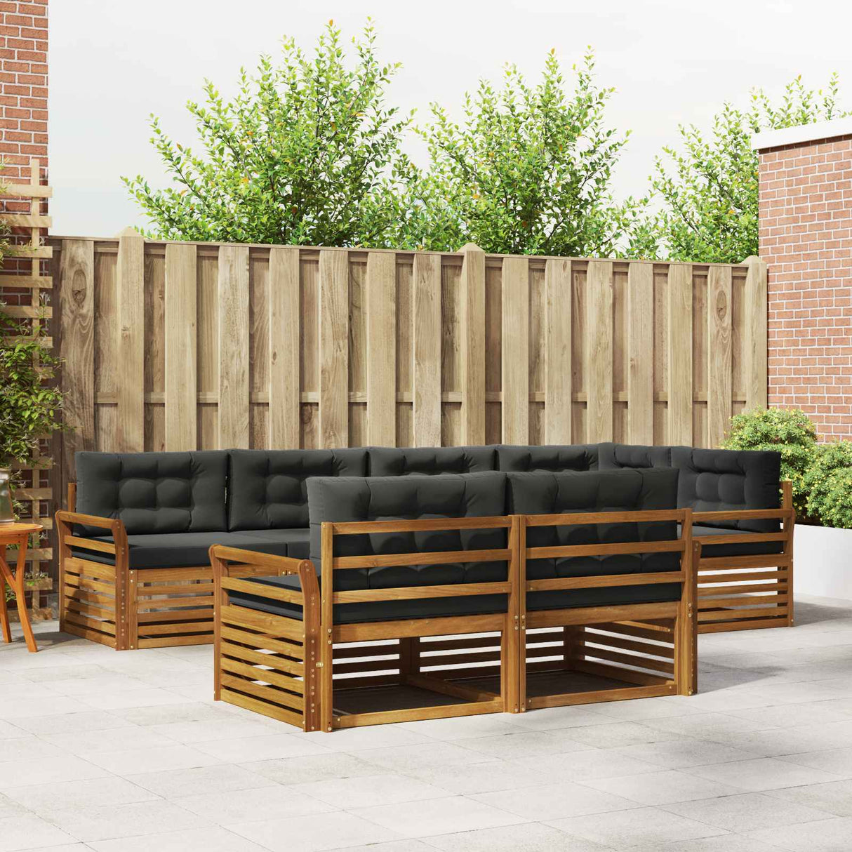 Outdoor Sofa Set 7 pcs Natural and Anthracite