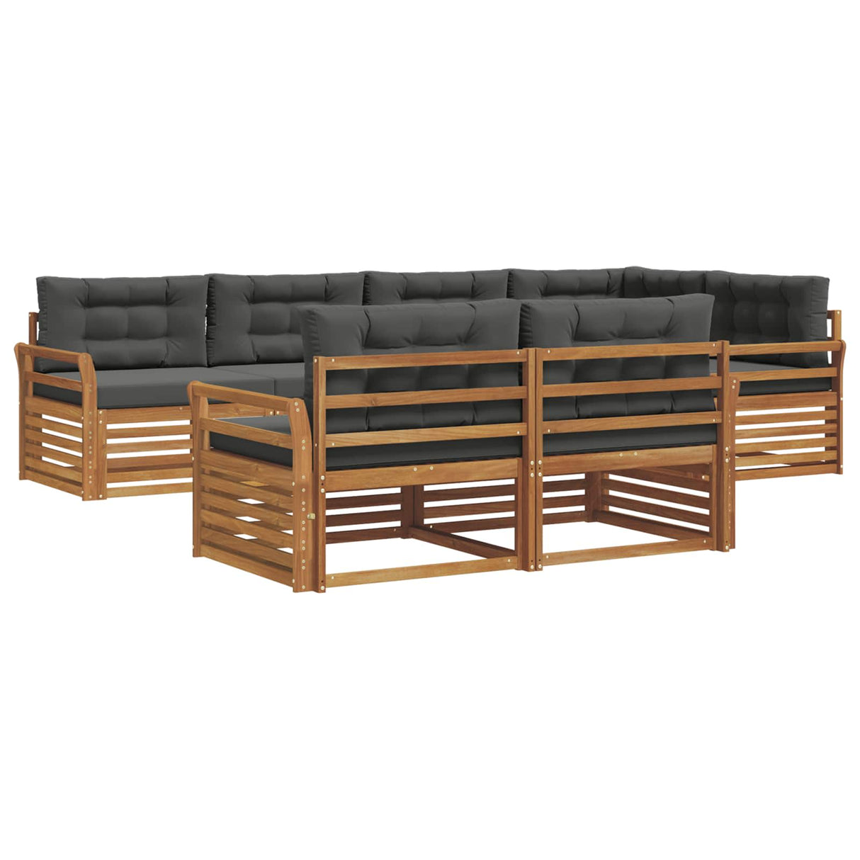Outdoor Sofa Set with Cushion 7 pcs Natural and Anthracite