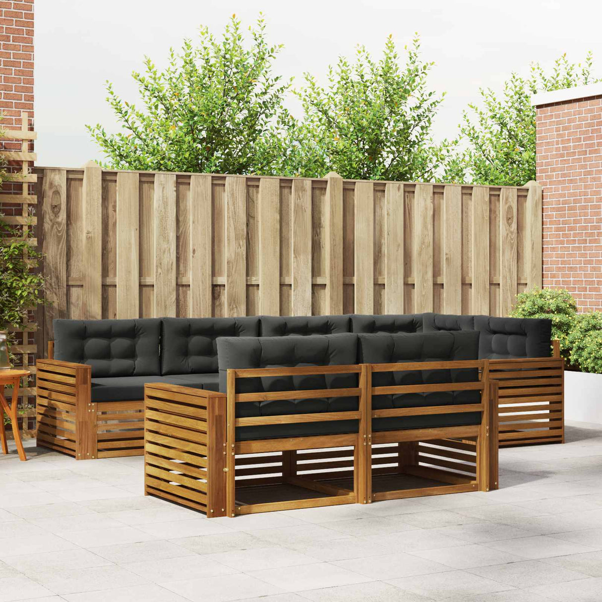 Outdoor Sofa Set 7 pcs Natural and Anthracite