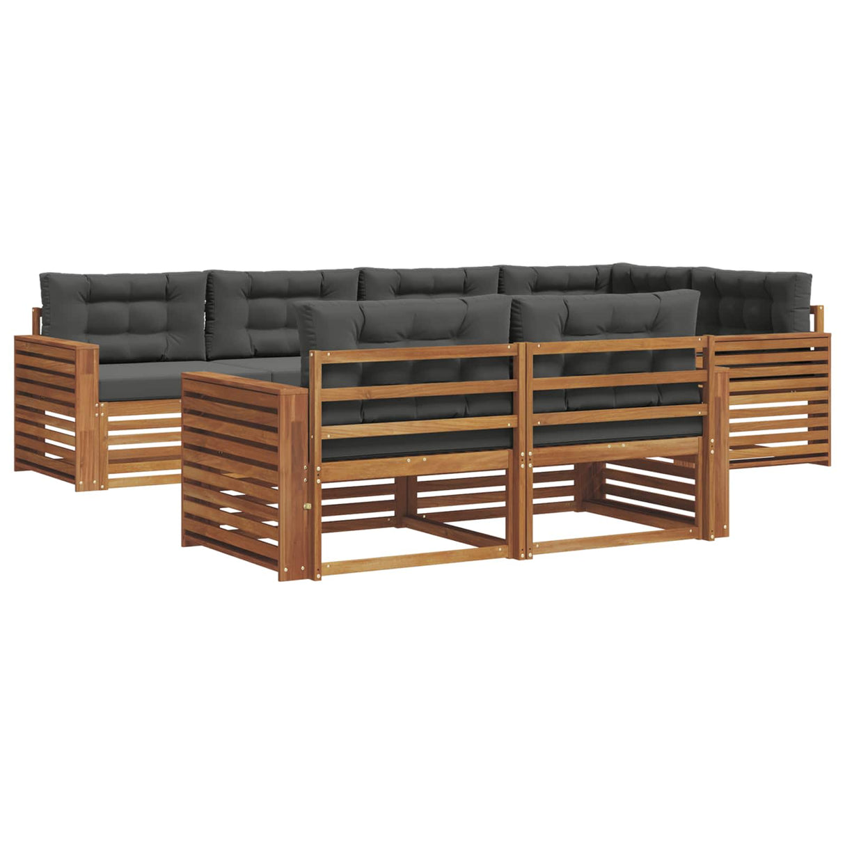 Outdoor Sofa Set with Cushion 7 pcs Natural and Anthracite