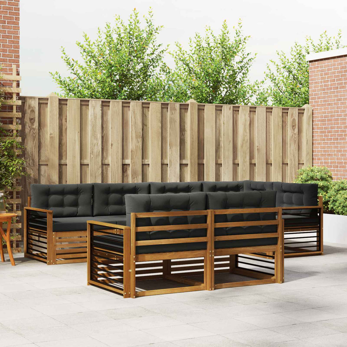 Outdoor Sofa Set 7 pcs Natural and Anthracite