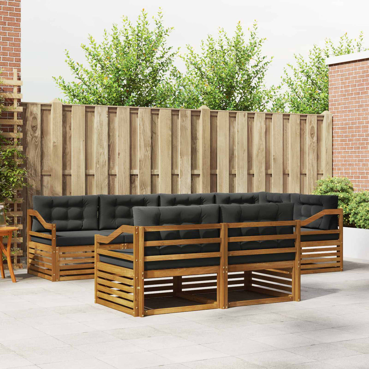 Outdoor Sofa Set 7 pcs Natural and Anthracite