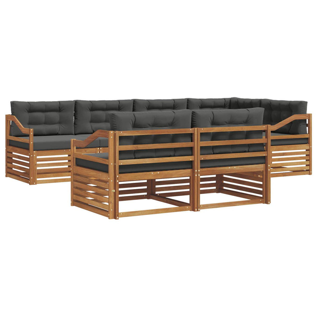 Outdoor Sofa Set with Cushion 7 pcs Natural and Anthracite