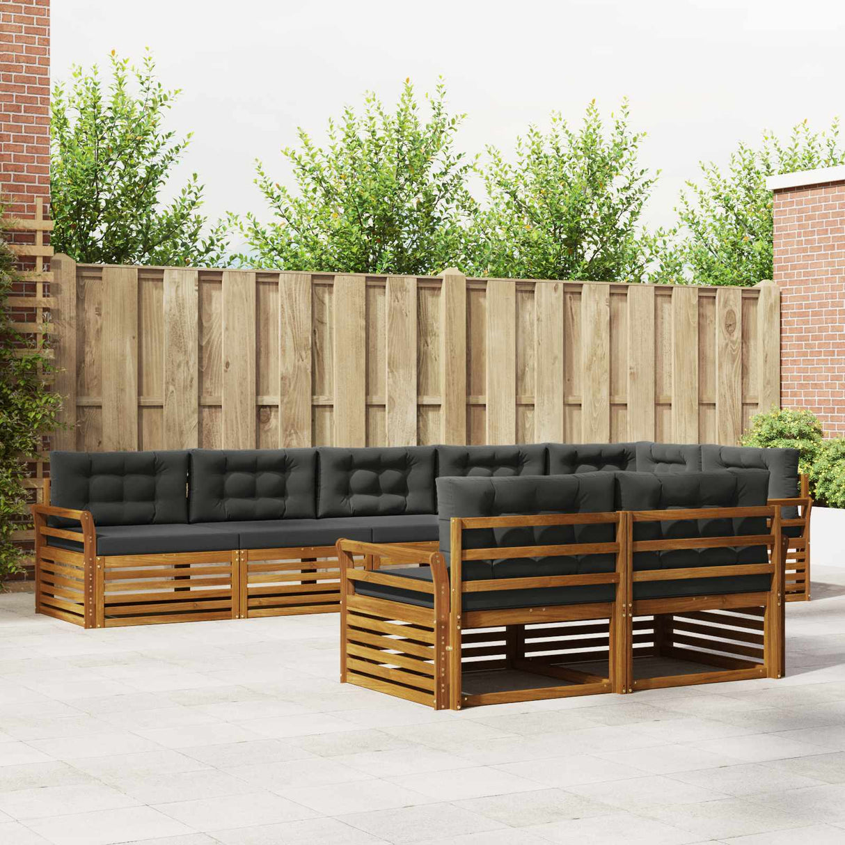 Outdoor Sofa Set with Cushion 8 pcs Natural and Anthracite