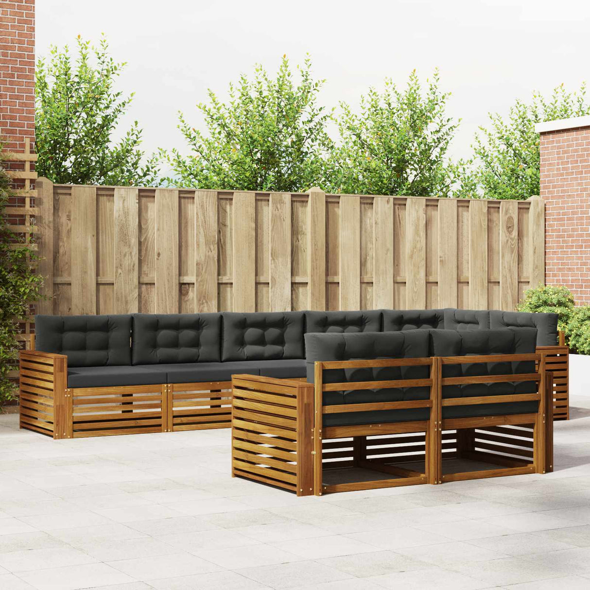 Outdoor Sofa Set 8 pcs Natural and Anthracite