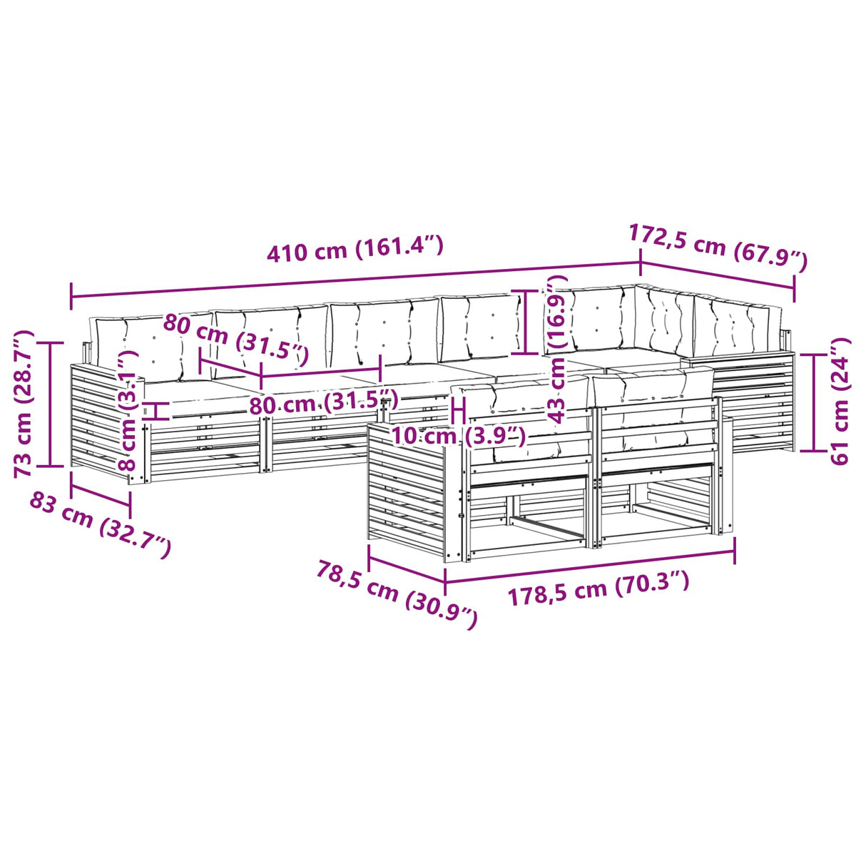 Outdoor Sofa Set with Cushion 8 pcs Natural and Anthracite