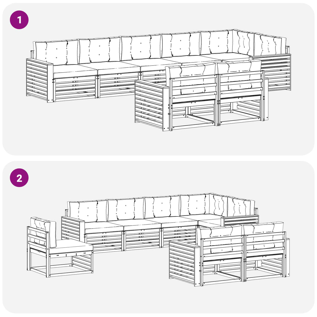 Outdoor Sofa Set 8 pcs Natural and Anthracite