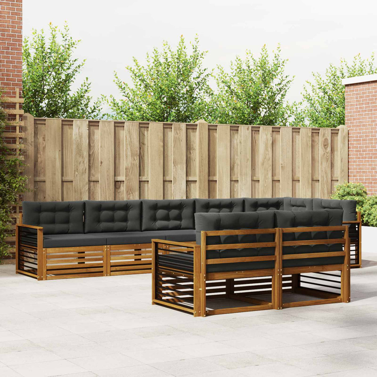 Outdoor Sofa Set 8 pcs Natural and Anthracite