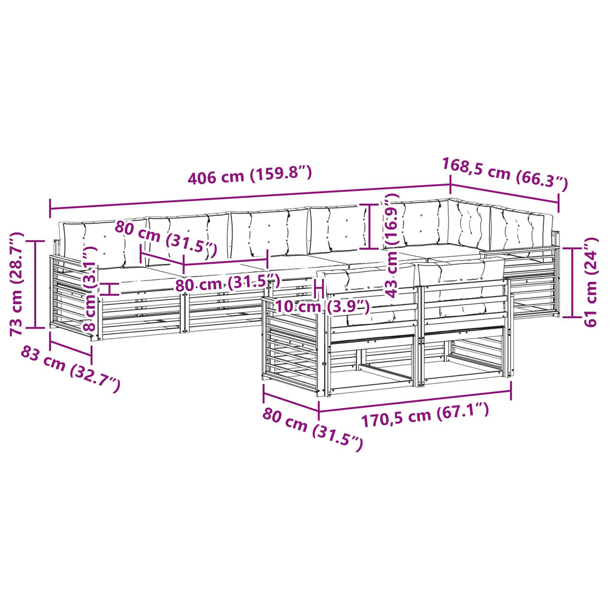 Outdoor Sofa Set with Cushion 8 pcs Natural and Anthracite