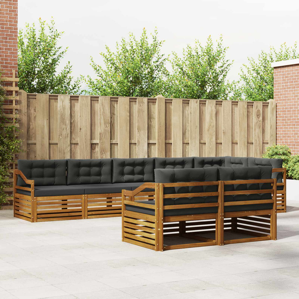 Outdoor Sofa Set 8 pcs Natural and Anthracite