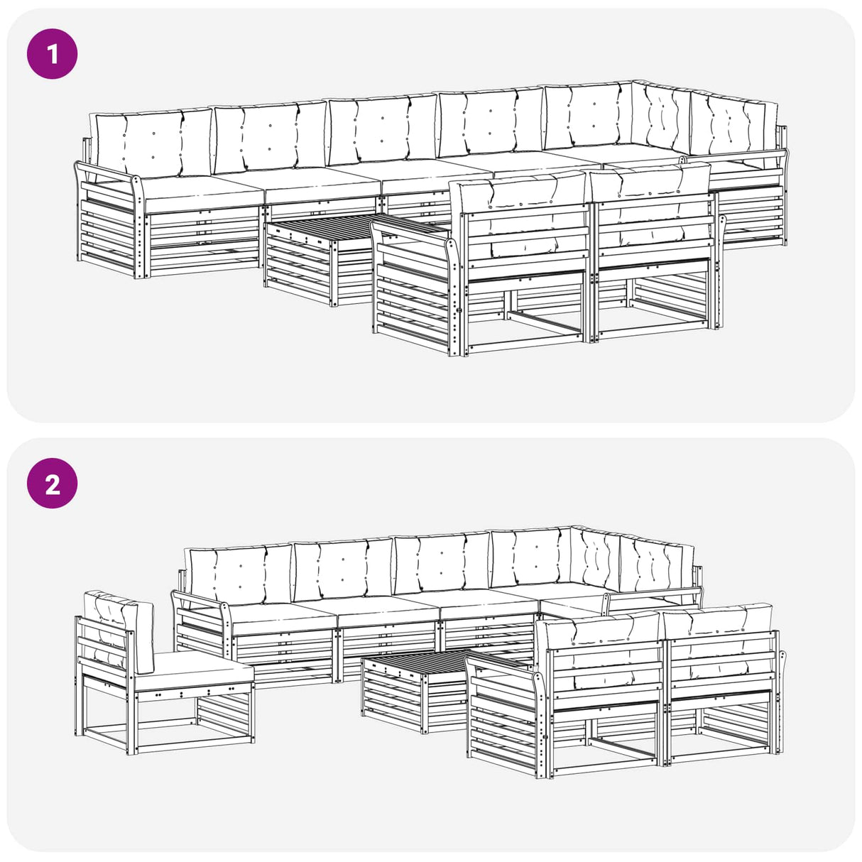 Outdoor Sofa Set with Cushion 9 pcs Natural and Anthracite