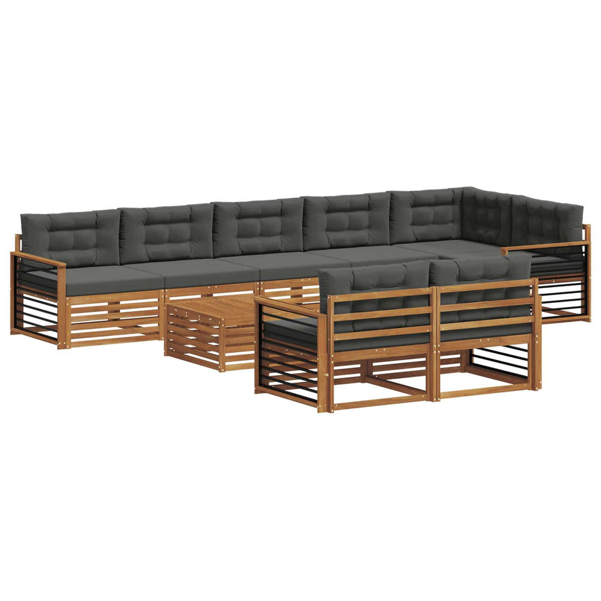 Outdoor Sofa Set 9 pcs Natural and Anthracite