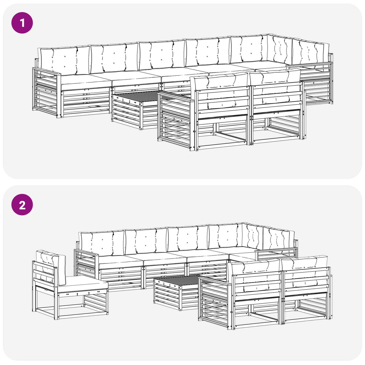 Outdoor Sofa Set 9 pcs Natural and Anthracite
