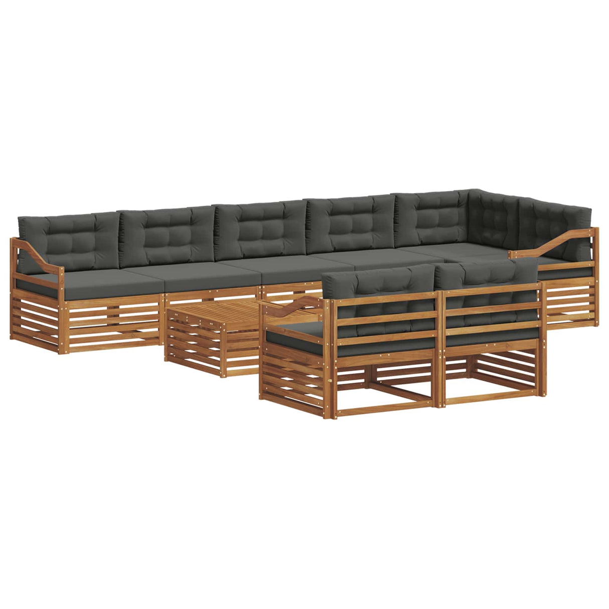Outdoor Sofa Set with Cushion 9 pcs Natural and Anthracite