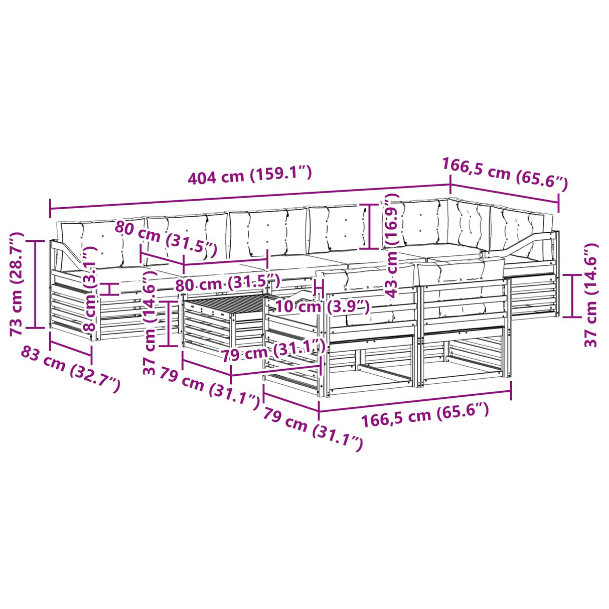 Outdoor Sofa Set 9 pcs Natural and Anthracite