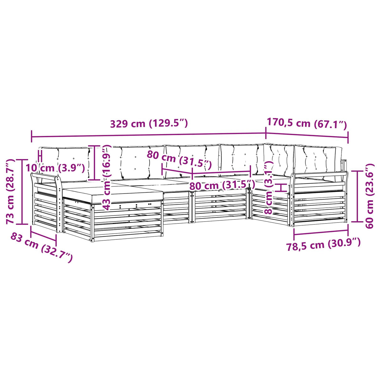 Outdoor Sofa Set 6 pcs Natural and Anthracite