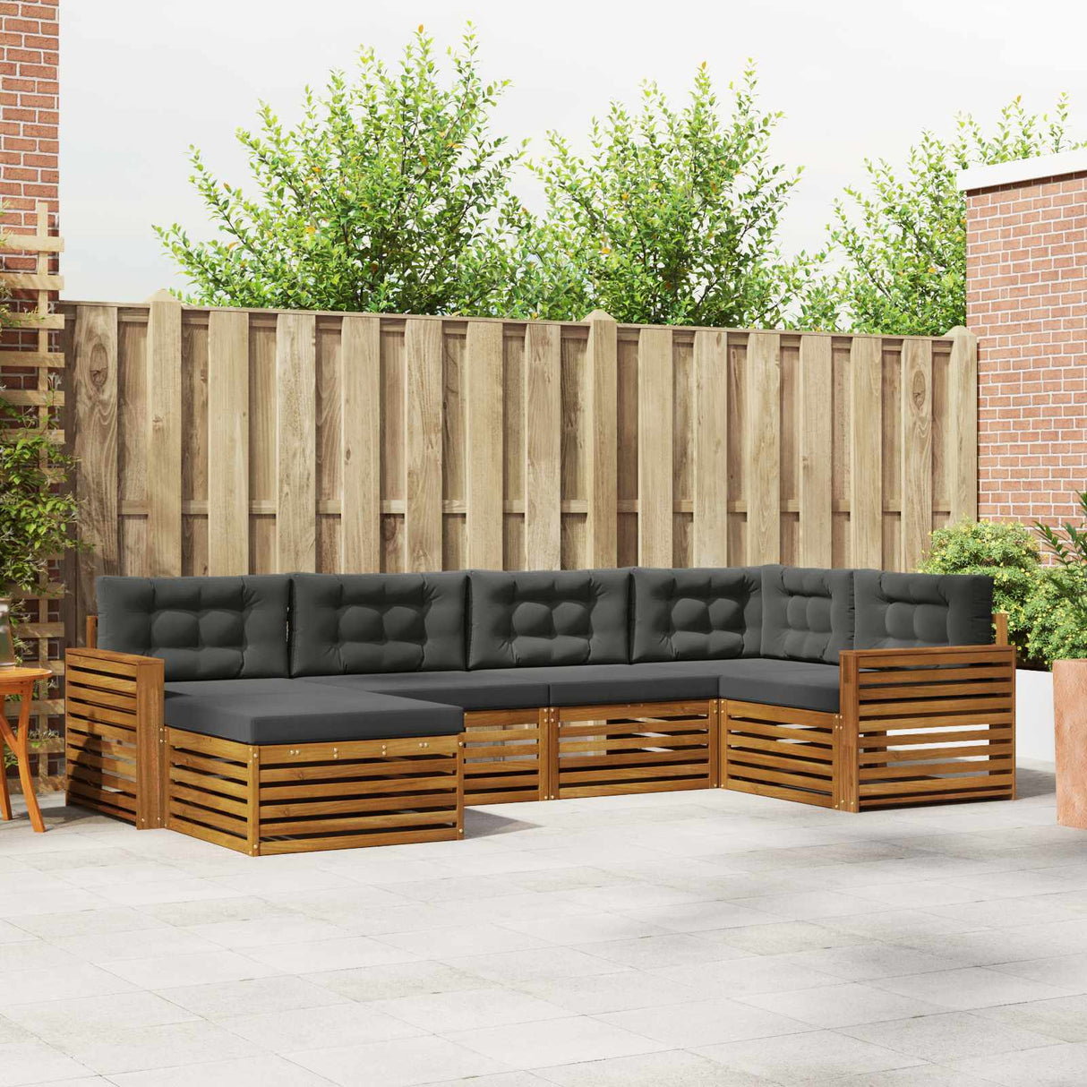 Outdoor Sofa Set 6 pcs Natural and Anthracite