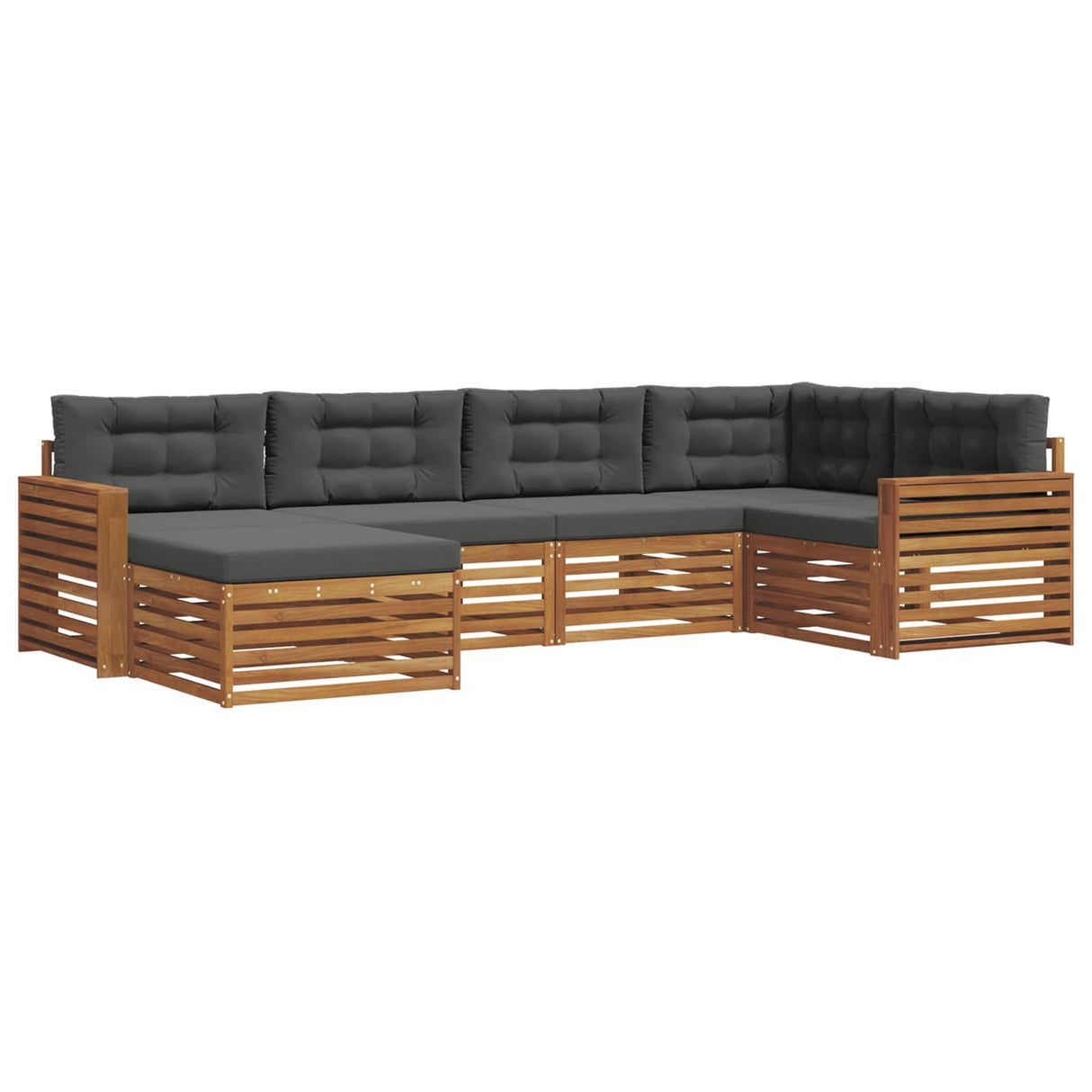 Outdoor Sofa Set with Cushion 6 pcs Natural and Anthracite
