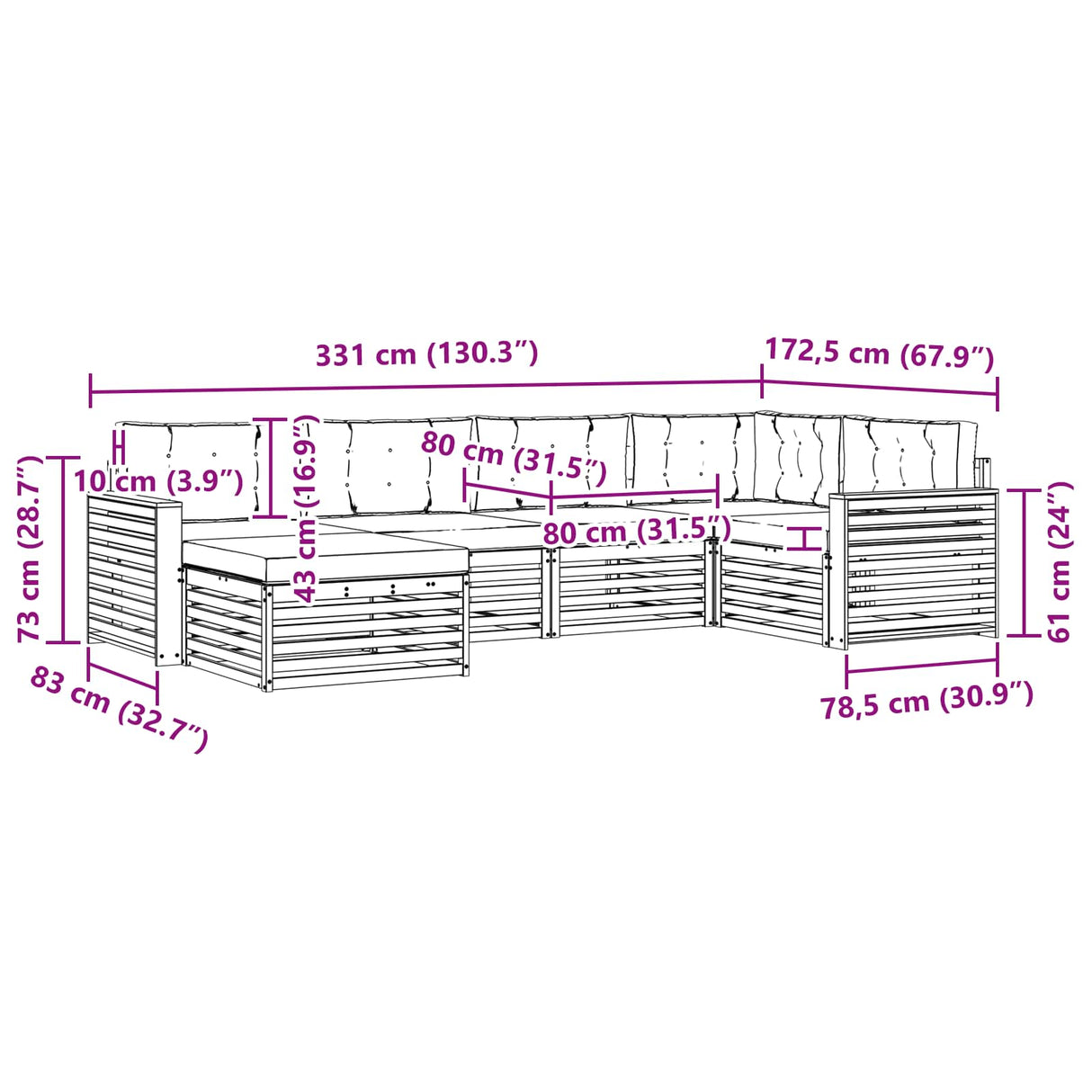 Outdoor Sofa Set with Cushion 6 pcs Natural and Anthracite