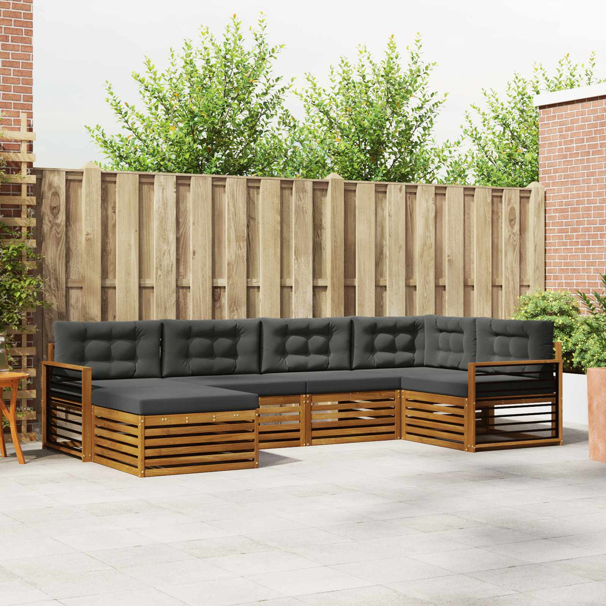 Outdoor Sofa Set 6 pcs Natural and Anthracite