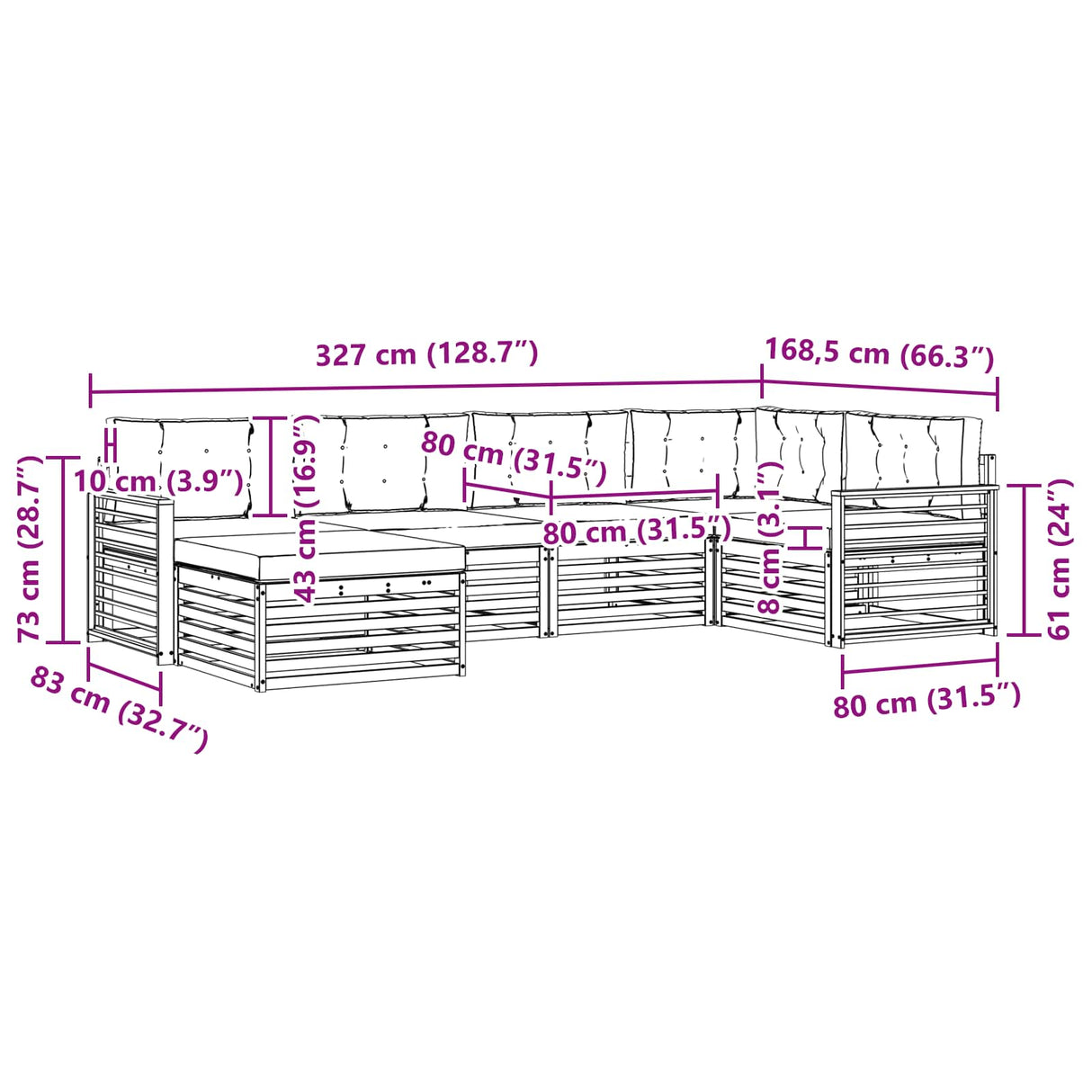 Outdoor Sofa Set 6 pcs Natural and Anthracite