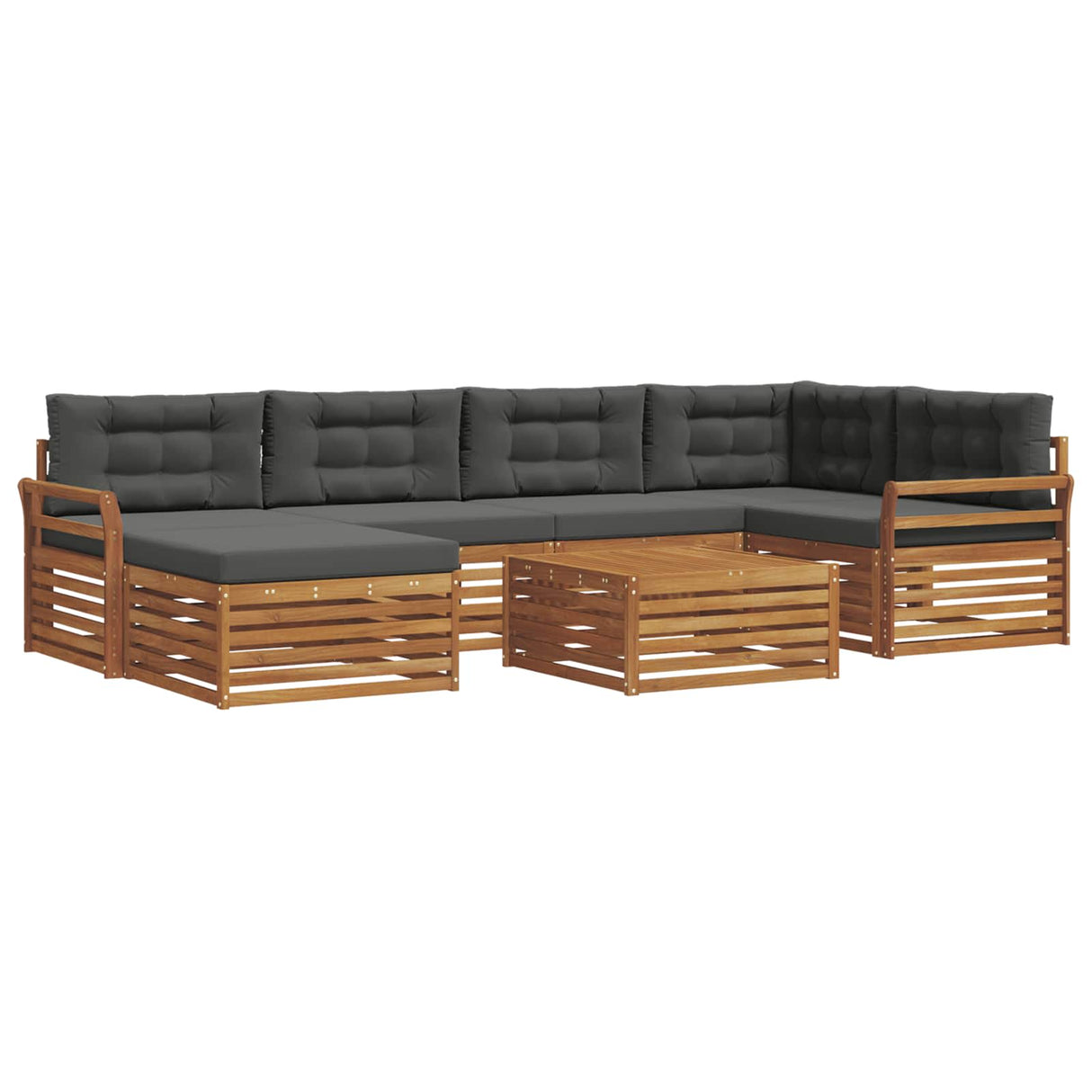 Outdoor Sofa Set with Cushion 7 pcs Natural and Anthracite