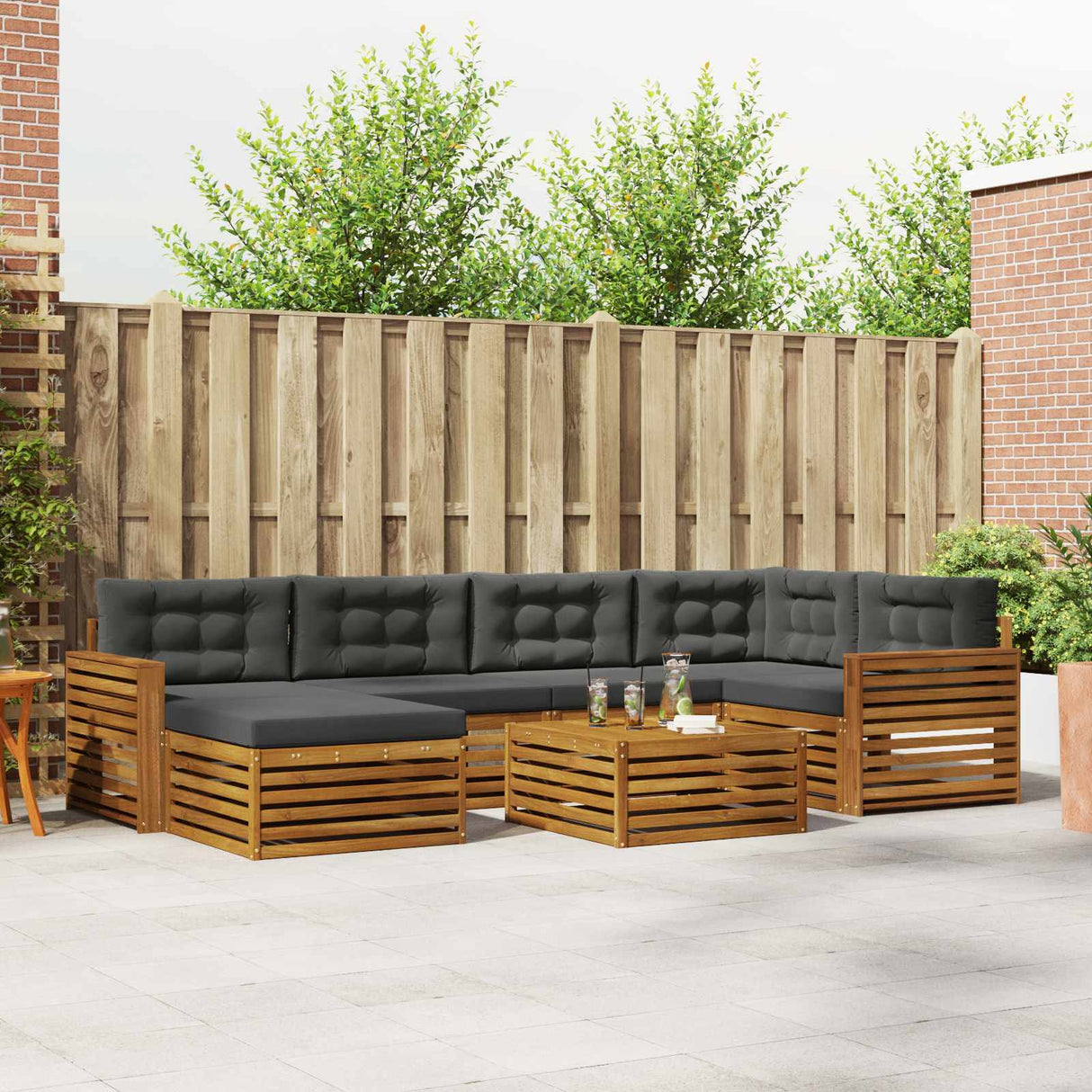 Outdoor Sofa Set 7 pcs Natural and Anthracite