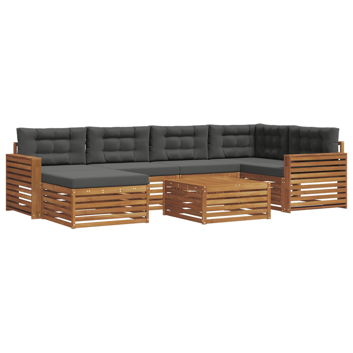 Outdoor Sofa Set 7 pcs Natural and Anthracite