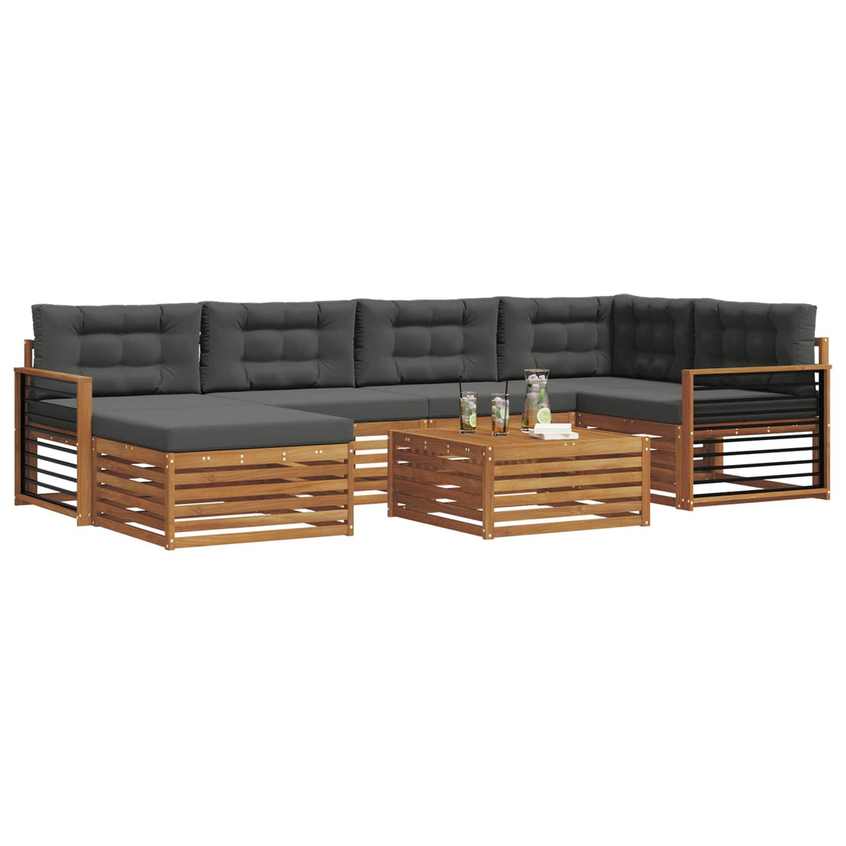 Outdoor Sofa Set 7 pcs Natural and Anthracite