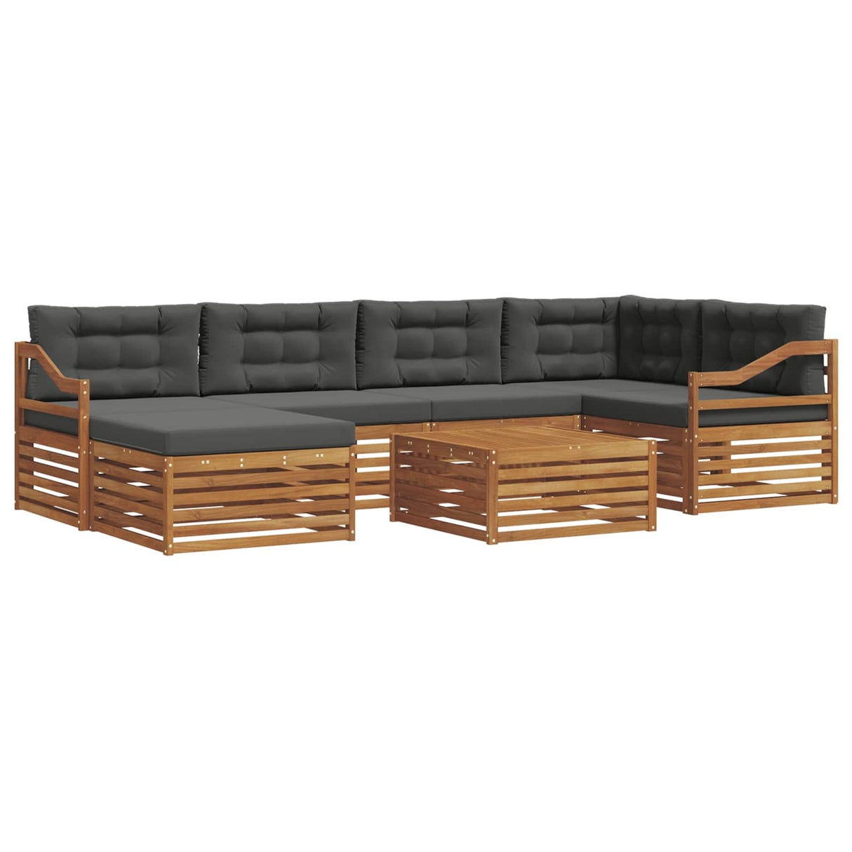 Outdoor Sofa Set 7 pcs Natural and Anthracite