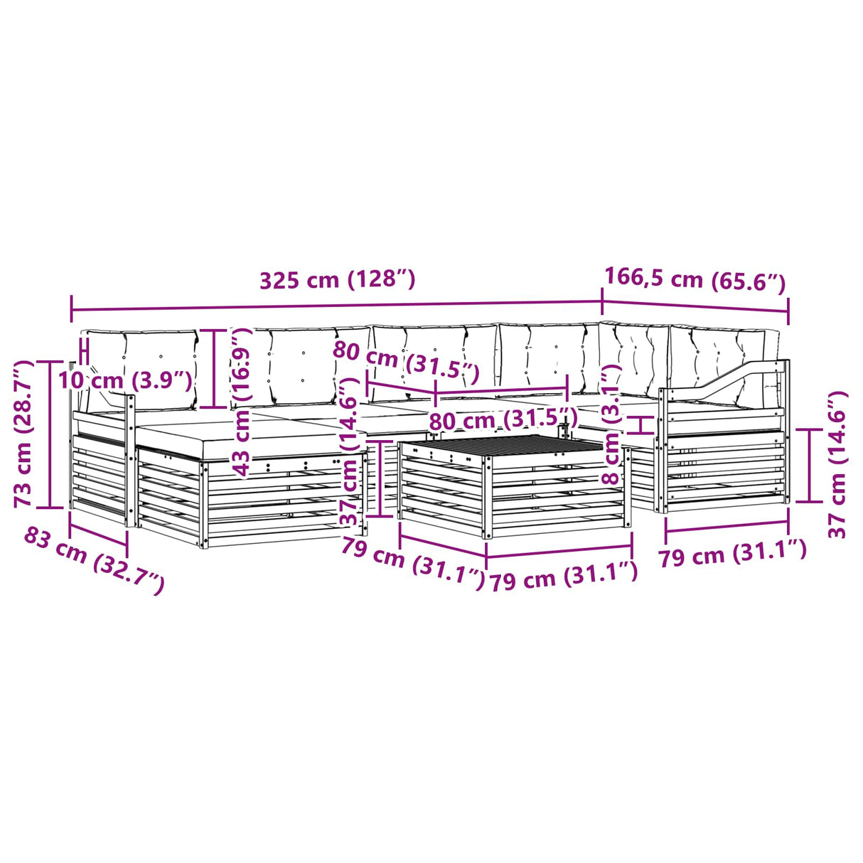 Outdoor Sofa Set 7 pcs Natural and Anthracite