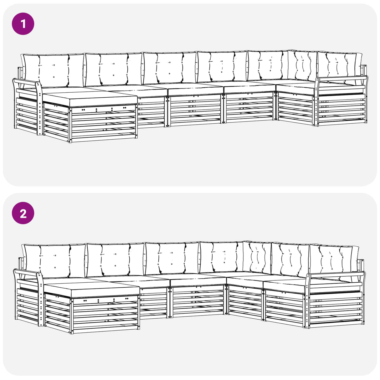 Outdoor Sofa Set 7 pcs Natural and Anthracite