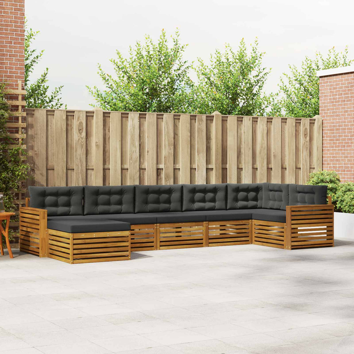 Outdoor Sofa Set 7 pcs Natural and Anthracite