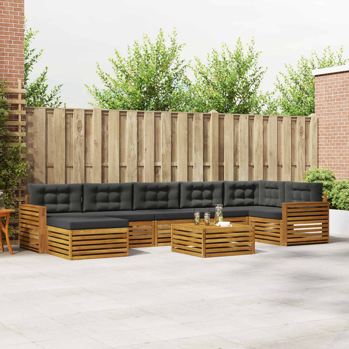 Outdoor Sofa Set 8 pcs Natural and Anthracite