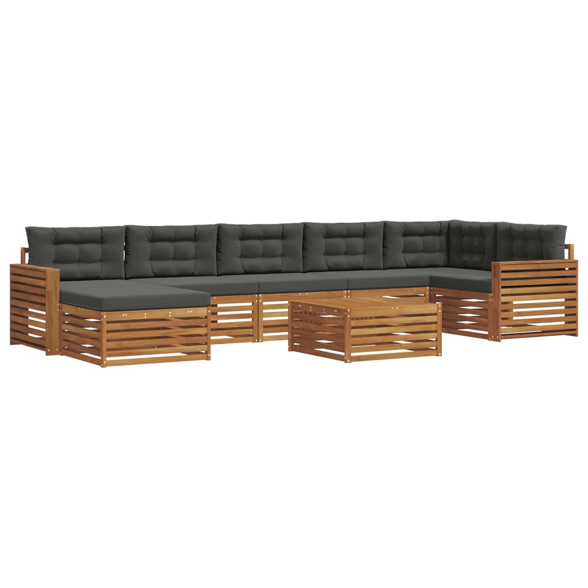 Outdoor Sofa Set with Cushion 8 pcs Natural and Anthracite