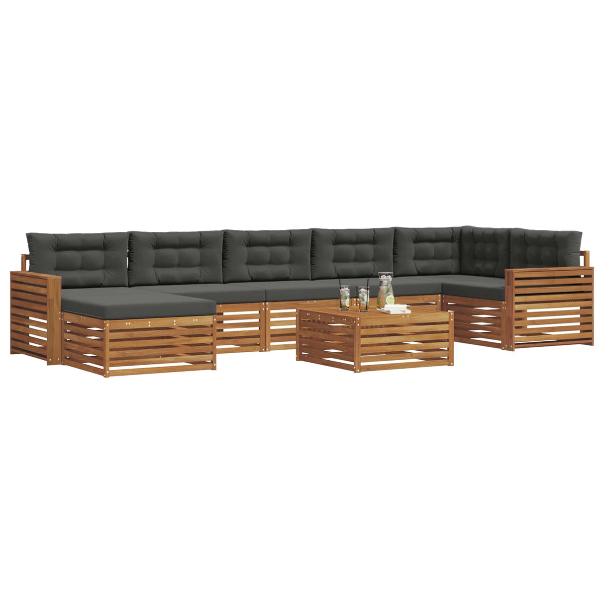 Outdoor Sofa Set with Cushion 8 pcs Natural and Anthracite