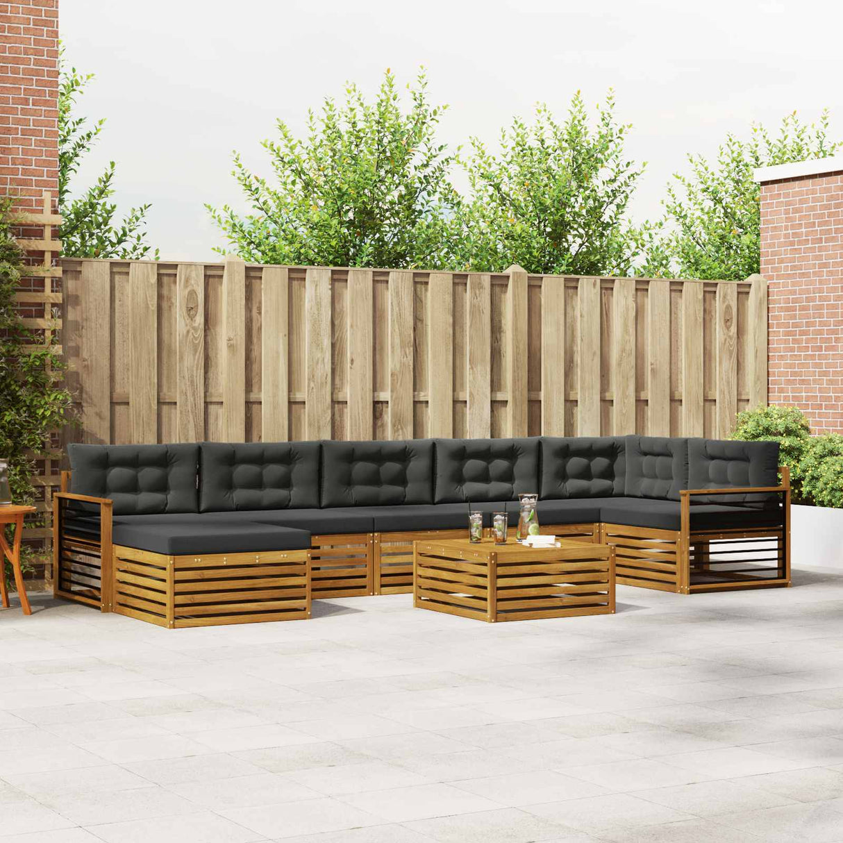 Outdoor Sofa Set 8 pcs Natural and Anthracite