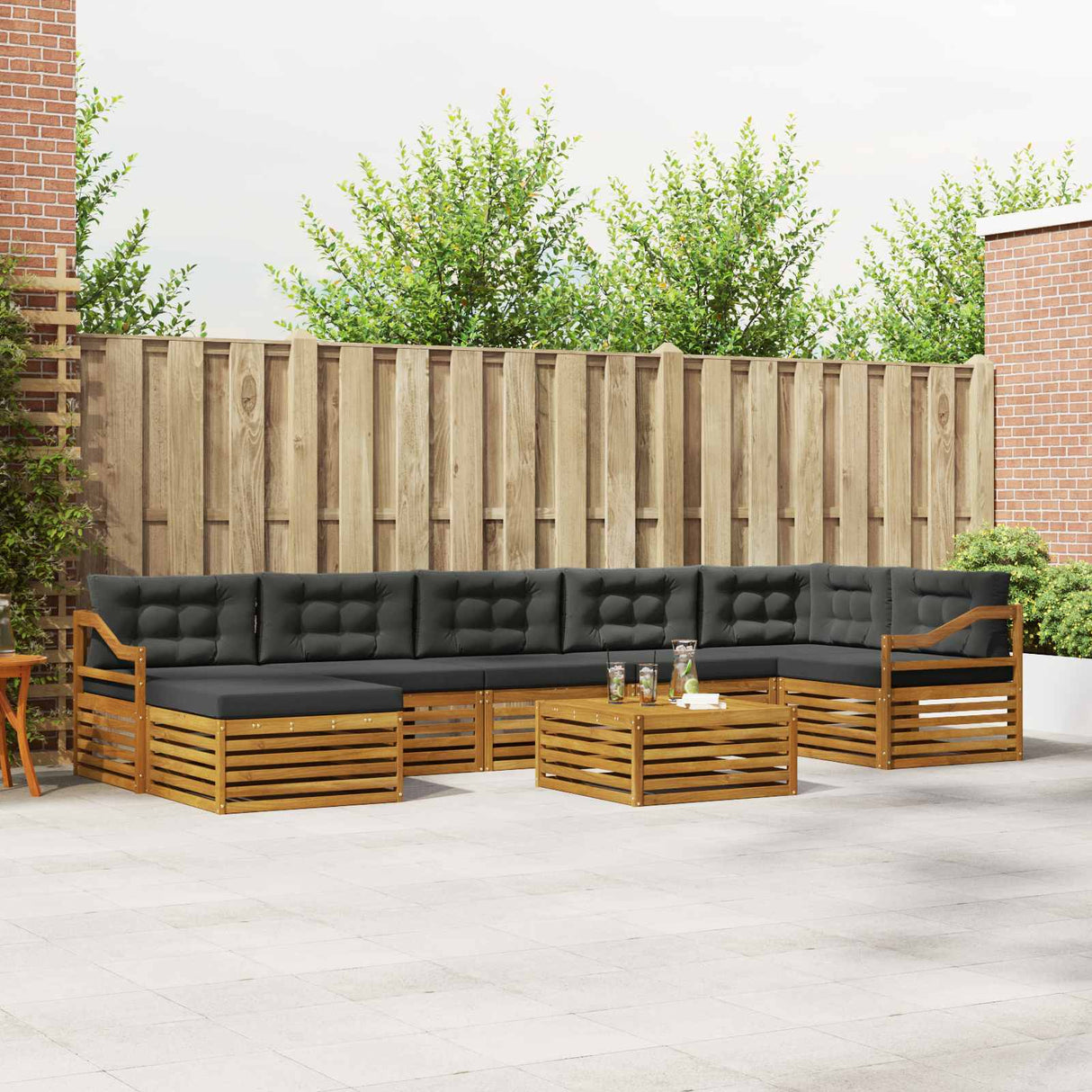 Outdoor Sofa Set with Cushion 8 pcs Natural and Anthracite