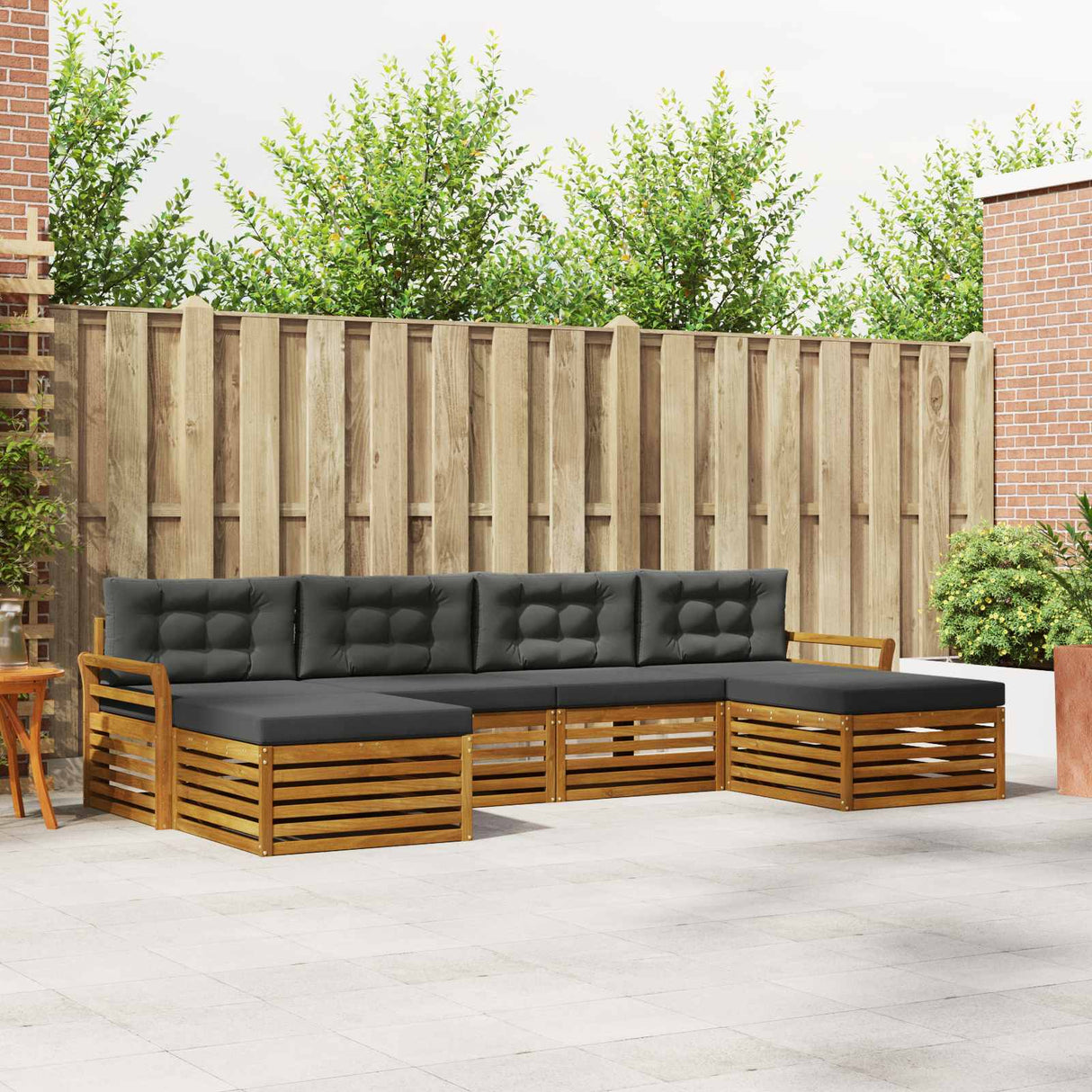 Outdoor Sofa Set 6 pcs Natural and Anthracite Solid Acacia Wood