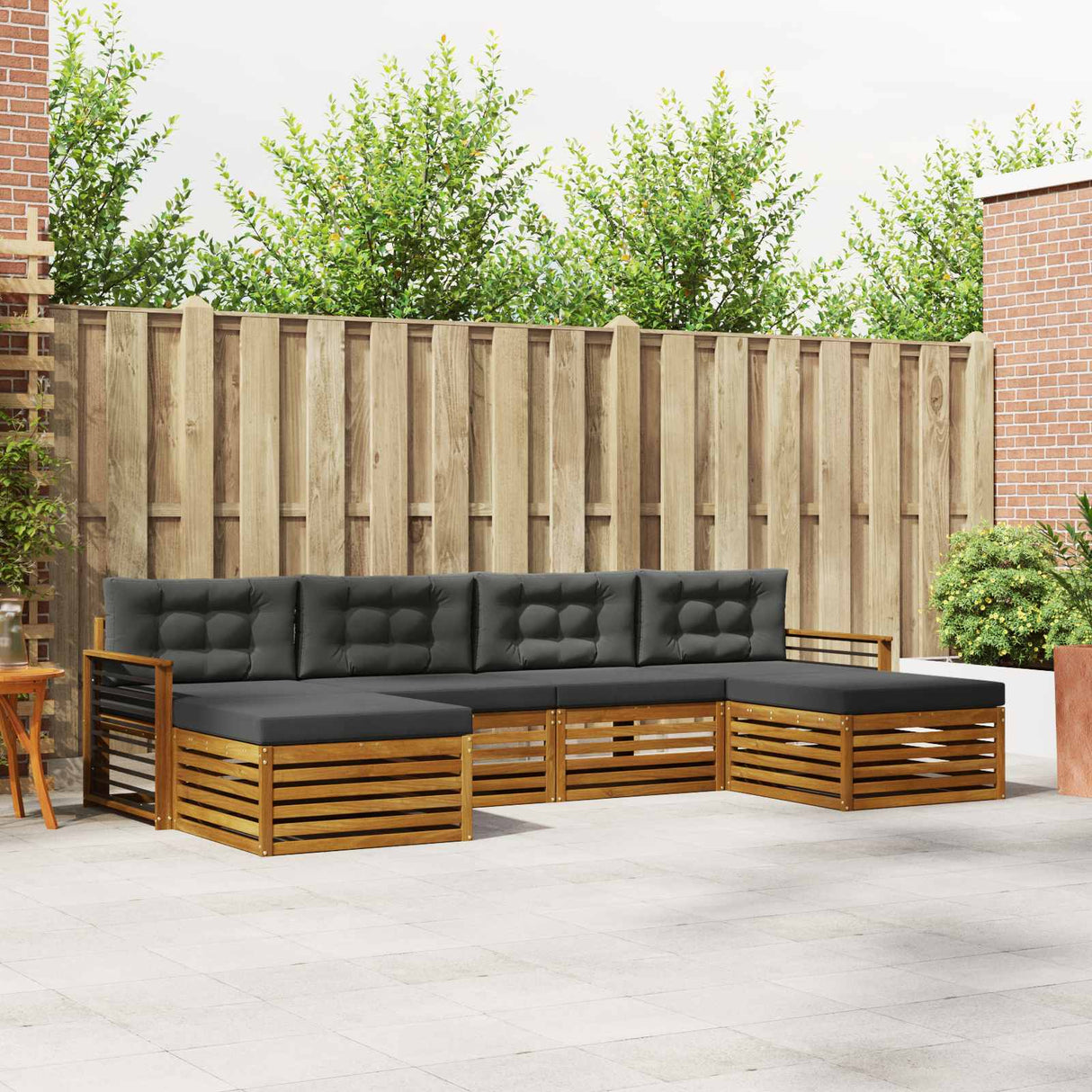 Outdoor Sofa Set 6 pcs Natural and Anthracite Solid Acacia Wood
