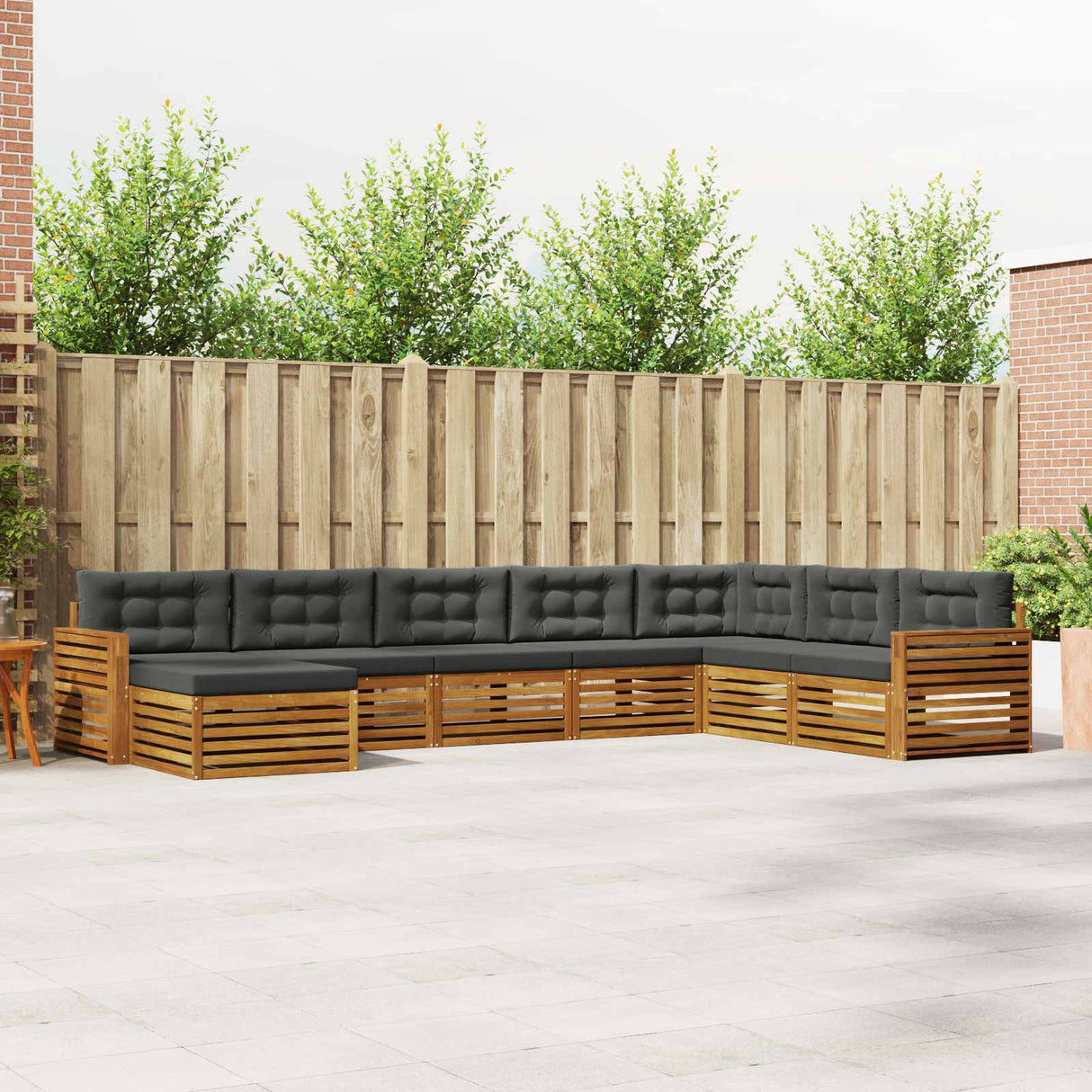 Outdoor Sofa Set with Cushion 8 pcs Natural and Anthracite