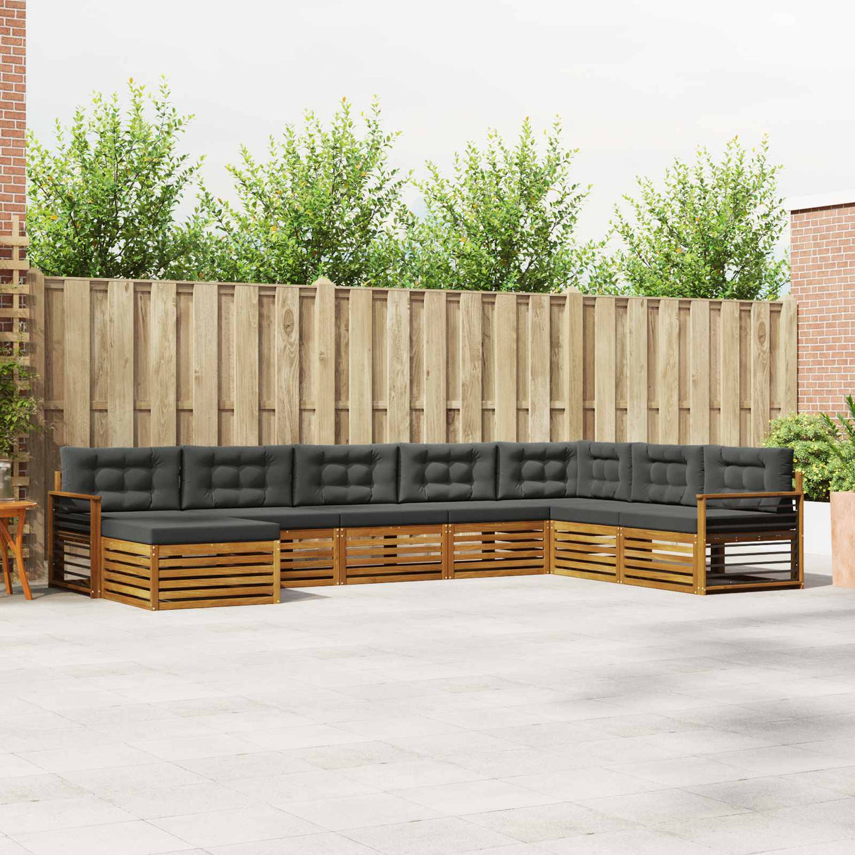 Outdoor Sofa Set 8 pcs Natural and Anthracite Solid Acacia Wood