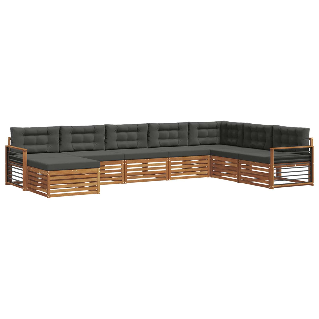 Outdoor Sofa Set with Cushion 8 pcs Natural and Anthracite