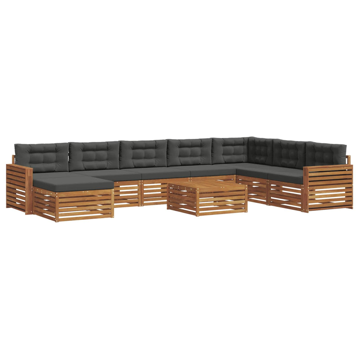 Outdoor Sofa Set 9 pcs Natural and Anthracite Solid Acacia Wood