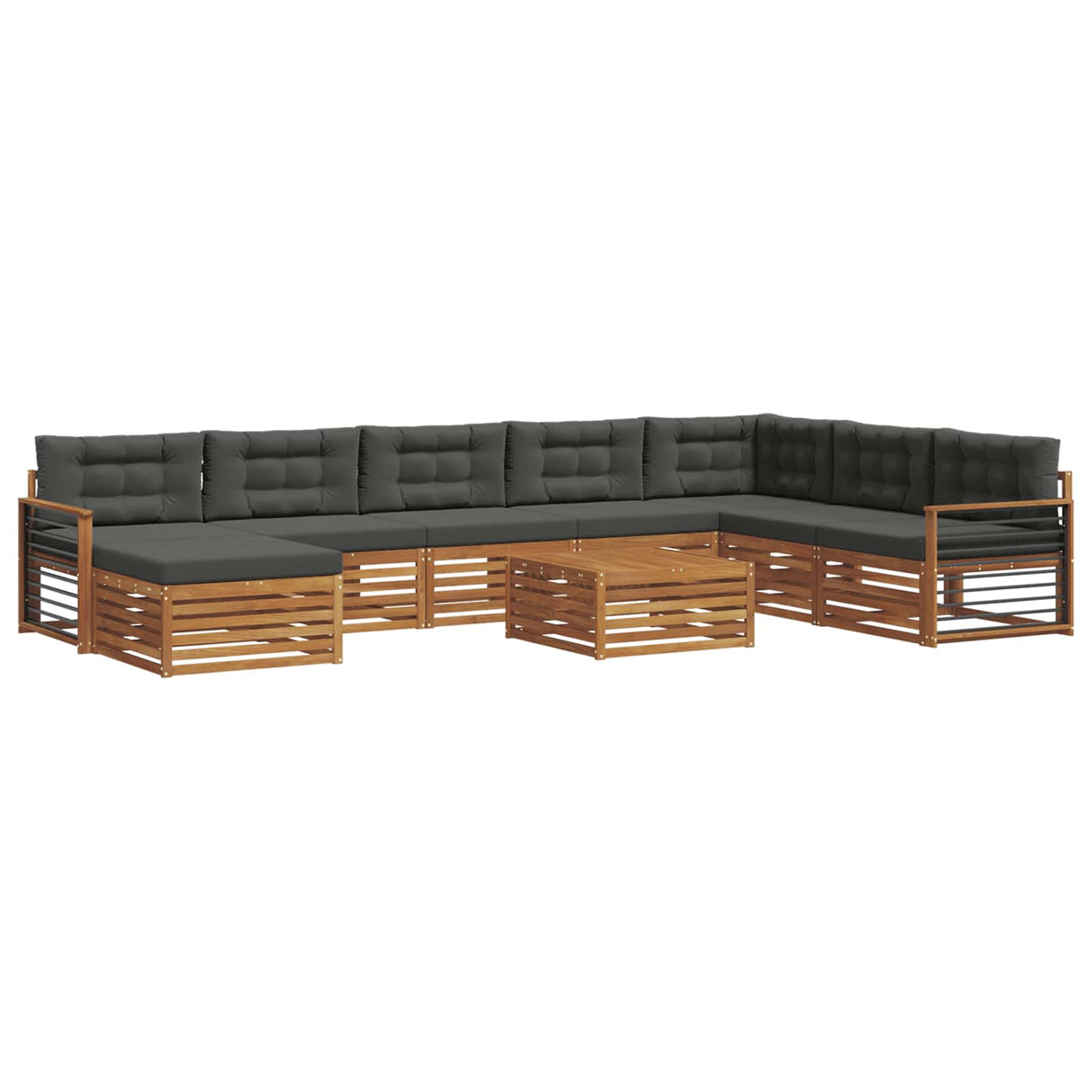 Outdoor Sofa Set 9 pcs Natural and Anthracite Solid Acacia Wood